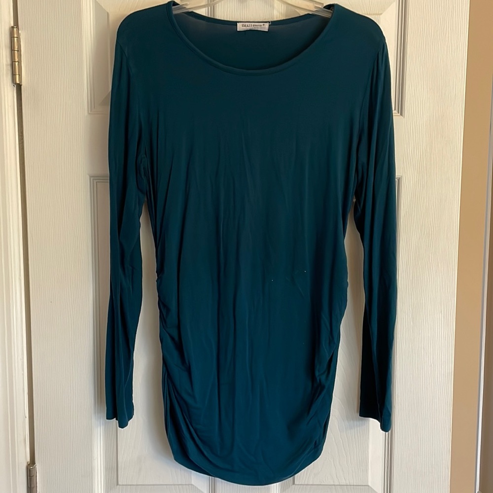 Turquoise long sleeve fitted maternity top